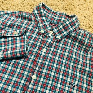 Vineyard Vines Shirt Men's Medium Slim Fit Tucker Green Gingham Plaid Check